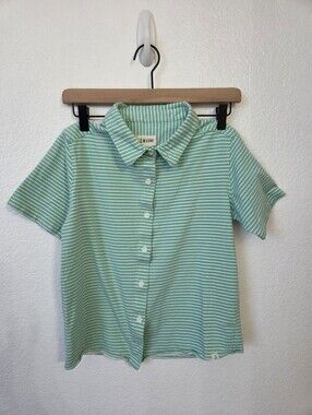 Me & Henry Boys Green Striped Button-Up Shirt Size 12